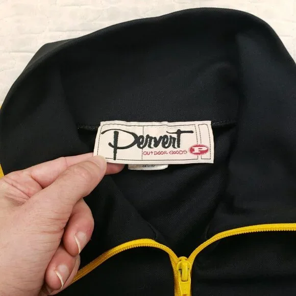 Vintage Pervert Track Jacket Mens Size 2XL? 3XL? Skateboard 90s Streetwear Black